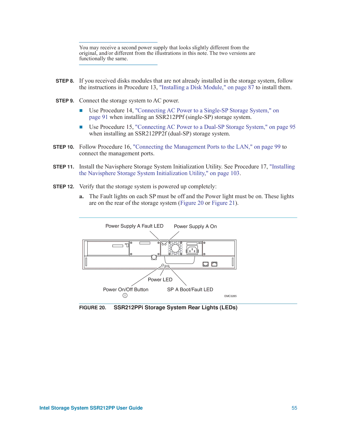 Intel manual SSR212PPi Storage System Rear Lights LEDs 