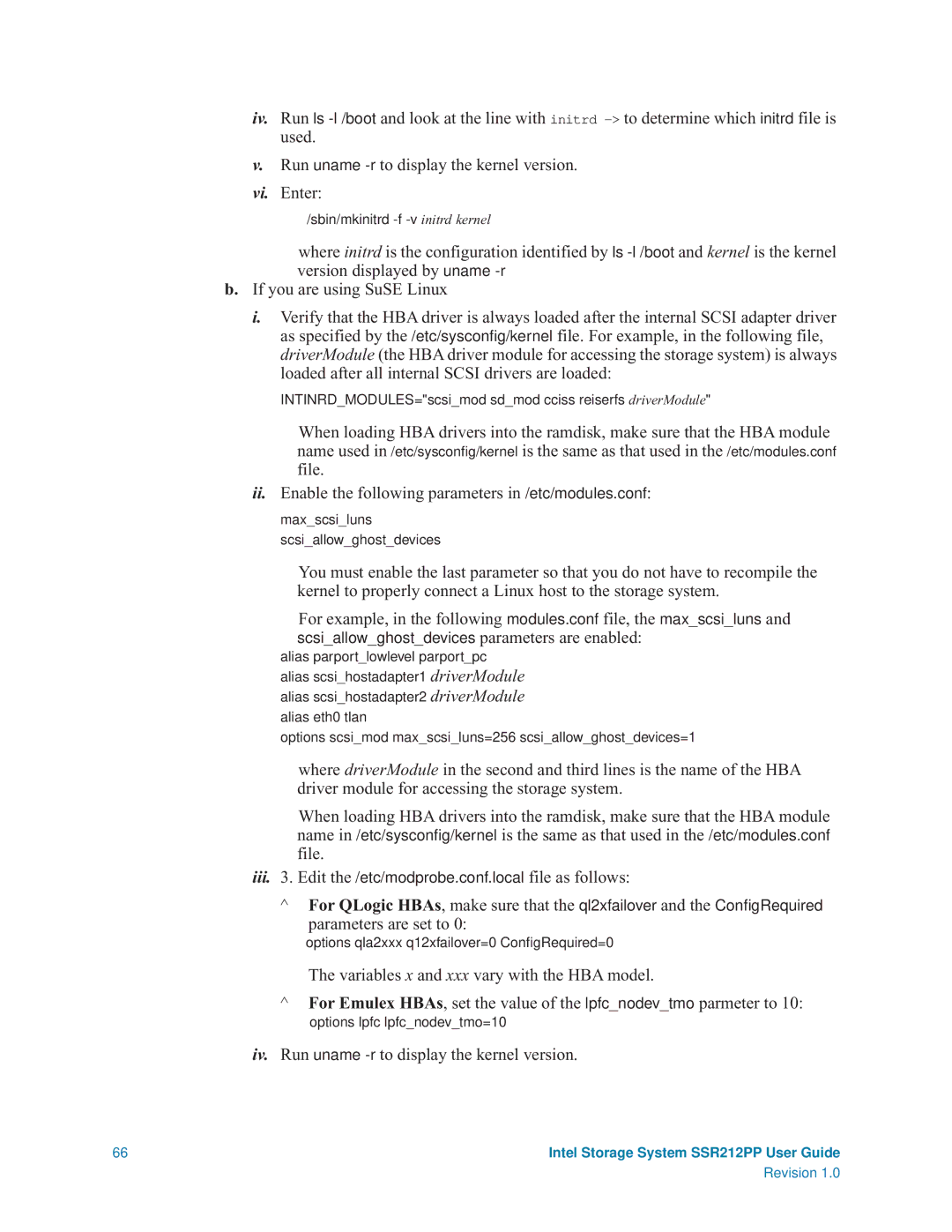 Intel SSR212PP manual Iv. Run uname -rto display the kernel version 