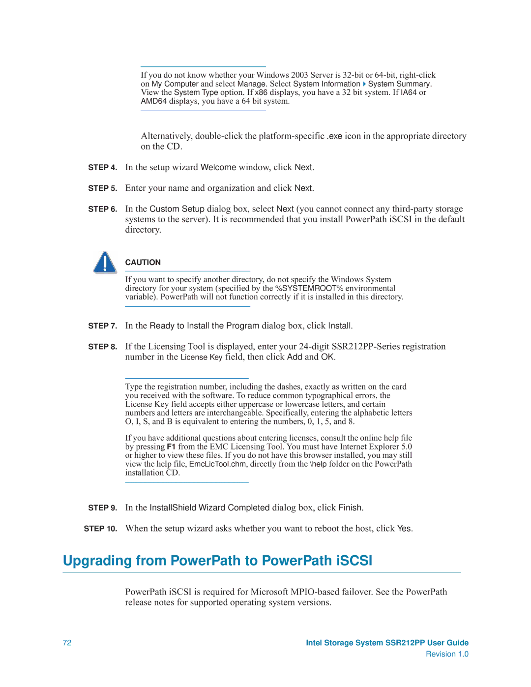 Intel SSR212PP manual Upgrading from PowerPath to PowerPath iSCSI 