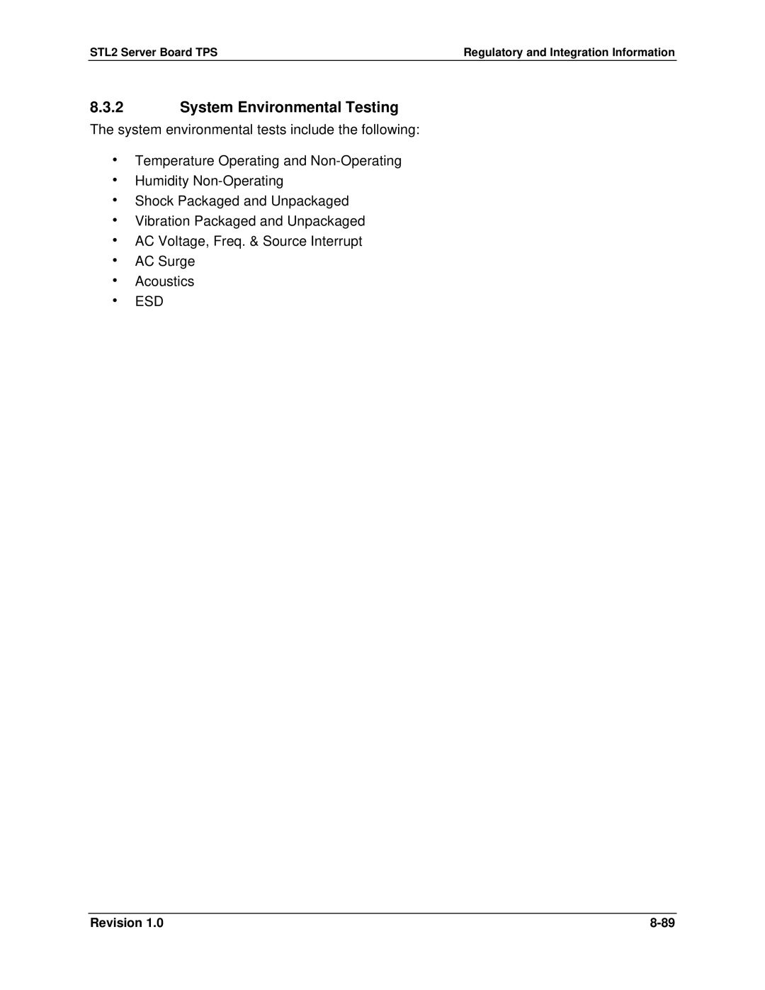 Intel STL2 manual System Environmental Testing 