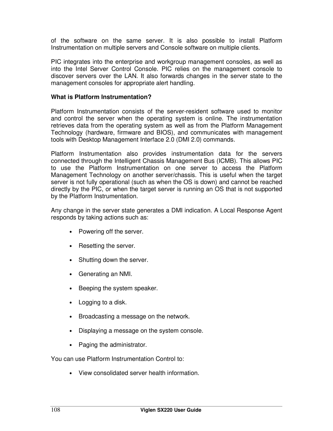 Intel SX220 manual What is Platform Instrumentation?, 108 