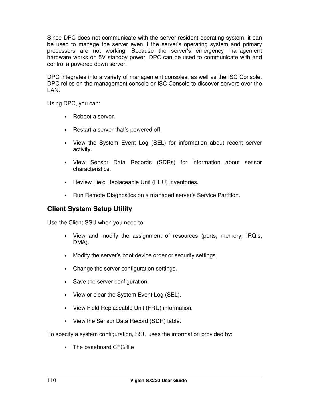 Intel SX220 manual Client System Setup Utility, 110 