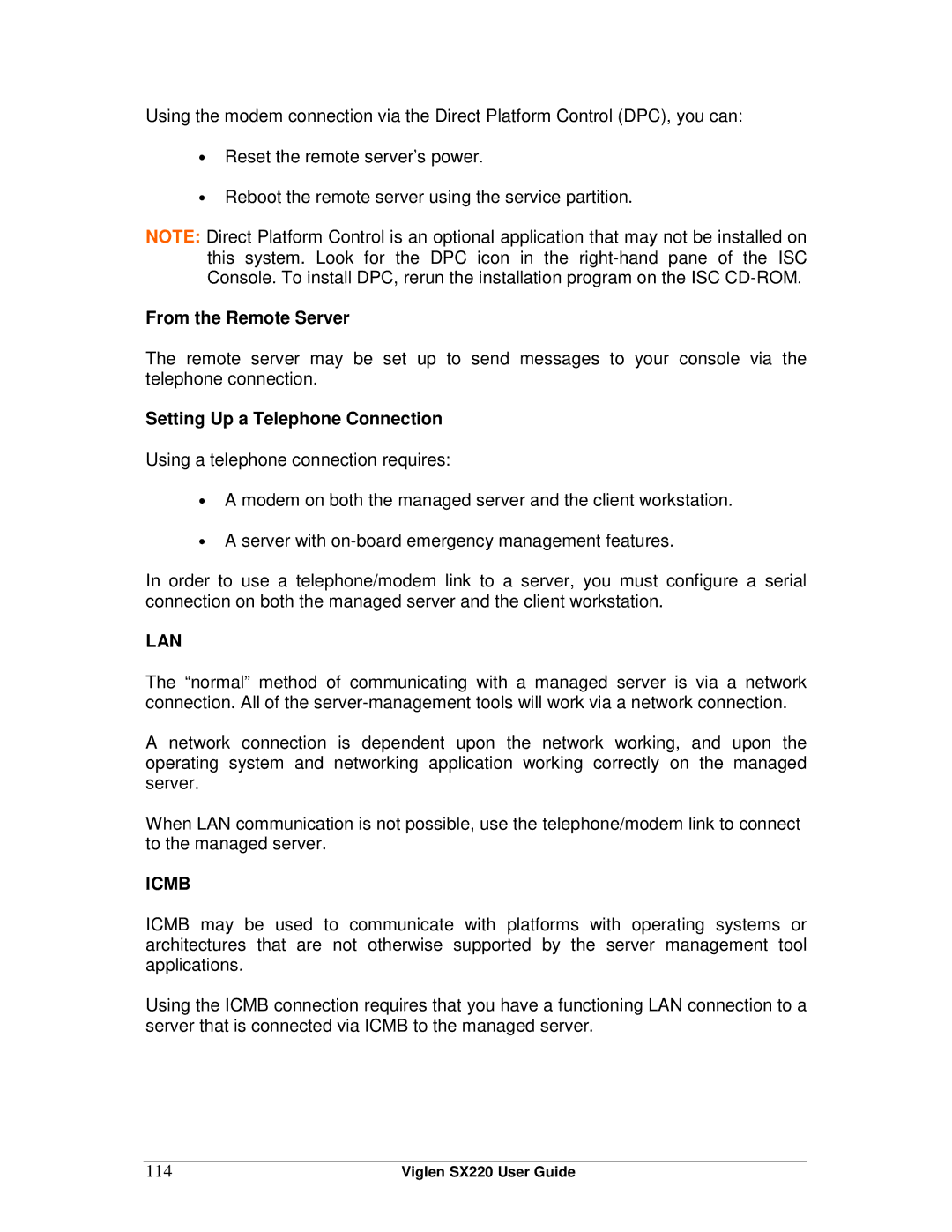 Intel SX220 manual From the Remote Server, Setting Up a Telephone Connection, 114 