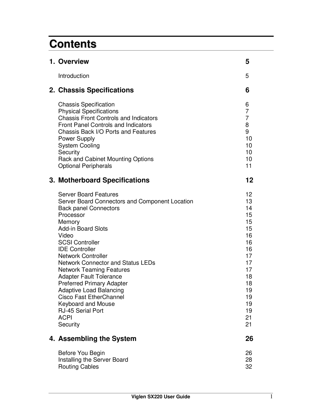 Intel SX220 manual Contents 