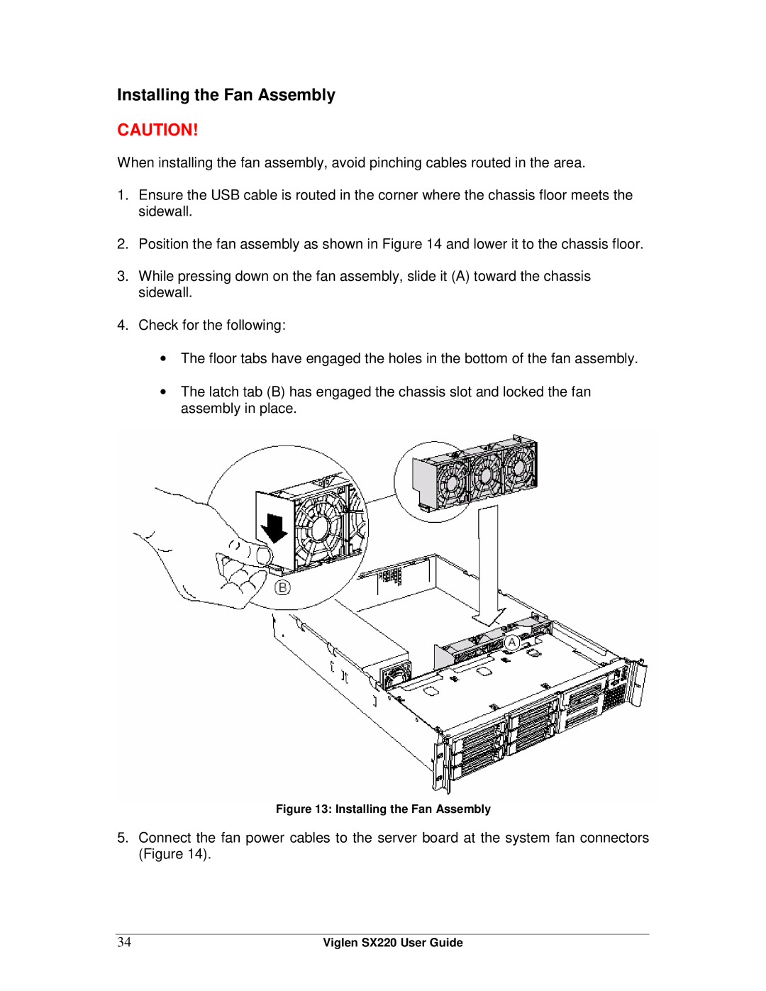 Intel SX220 manual Installing the Fan Assembly 