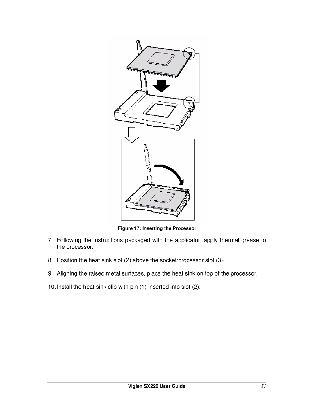 Intel SX220 manual Inserting the Processor 