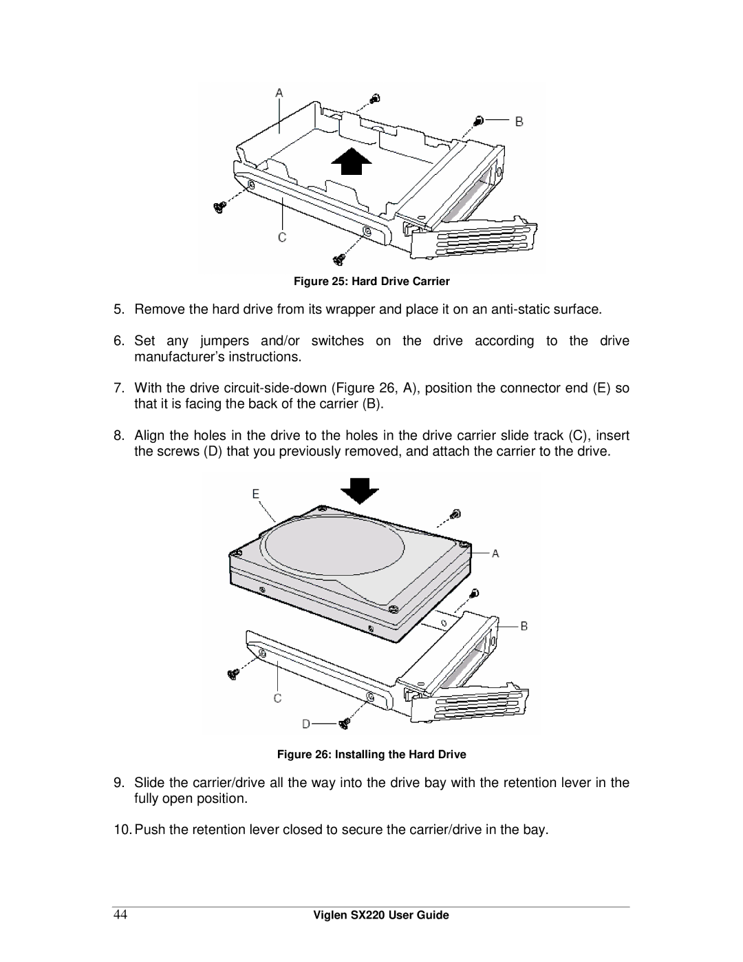 Intel SX220 manual Hard Drive Carrier 