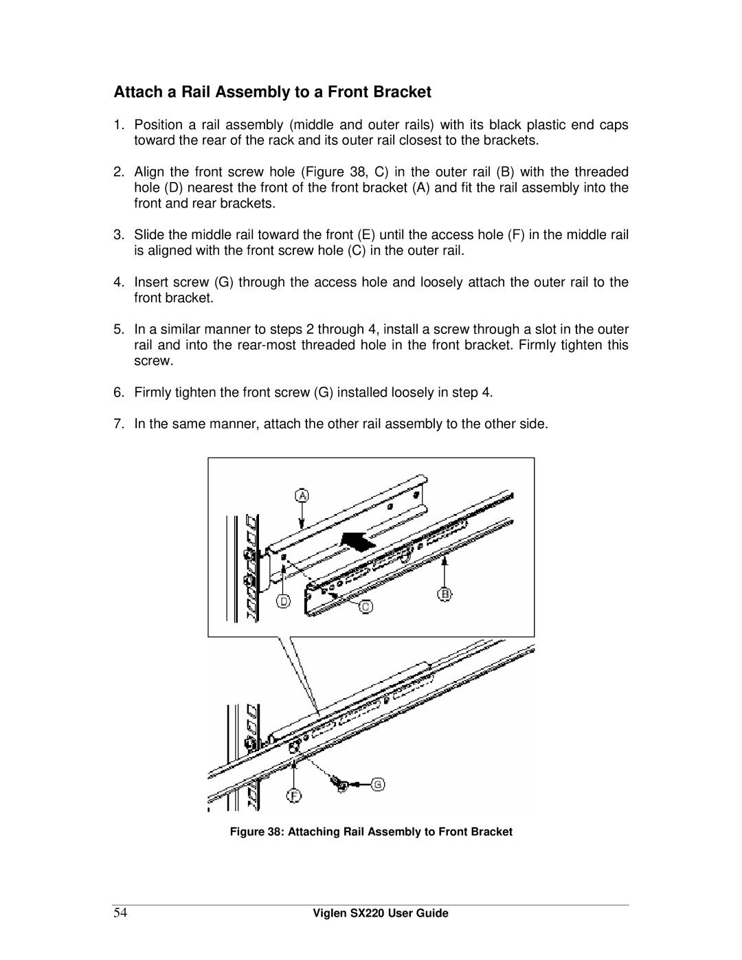 Intel SX220 manual Attach a Rail Assembly to a Front Bracket 