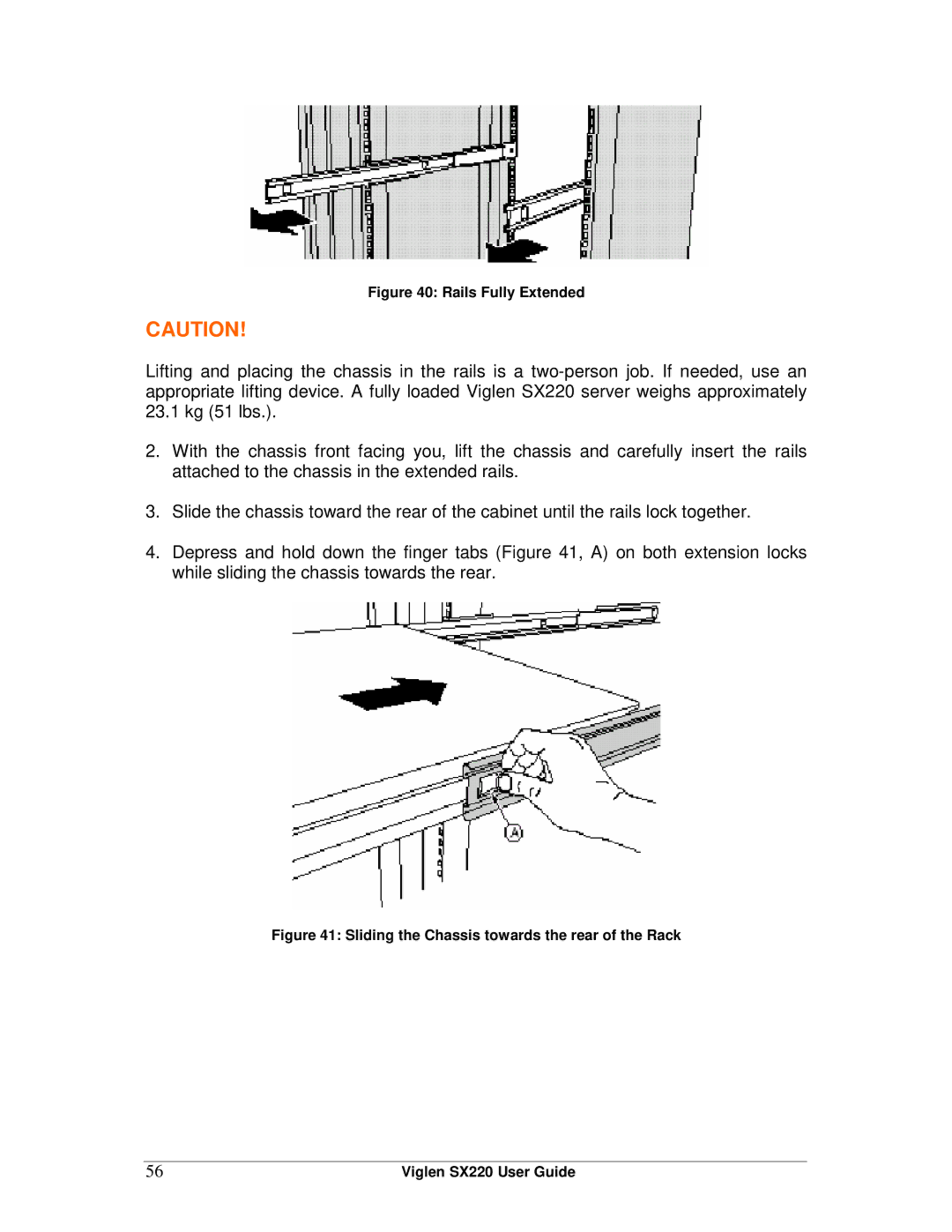 Intel SX220 manual Rails Fully Extended 