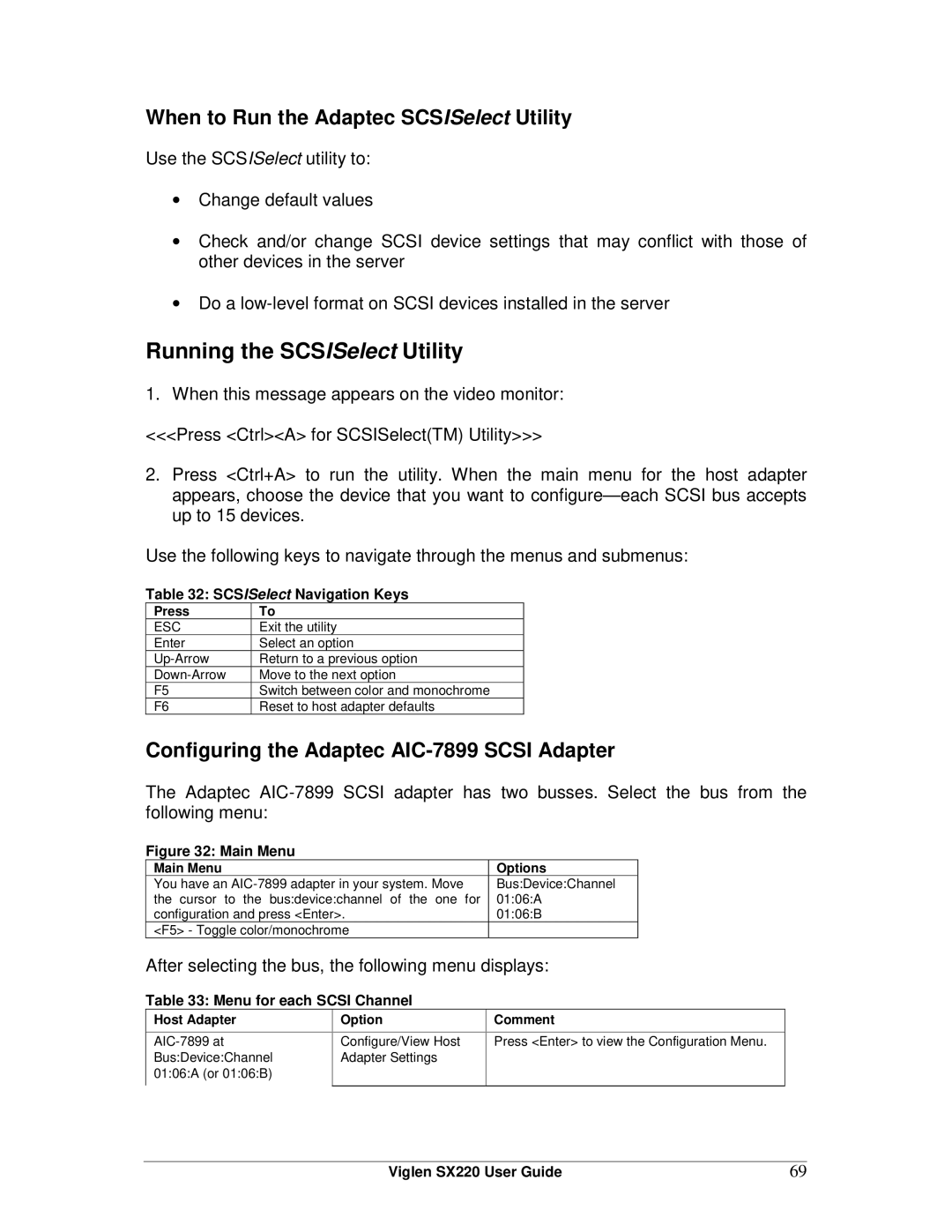 Intel SX220 manual When to Run the Adaptec SCSISelect Utility, Configuring the Adaptec AIC-7899 Scsi Adapter 