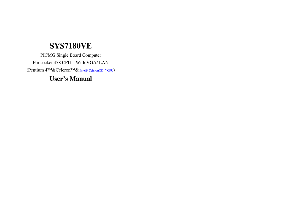 Intel SYS7180VE user manual 