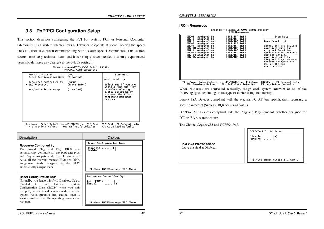 Intel SYS7180VE user manual PnP/PCI Configuration Setup, IRQ n Resources 