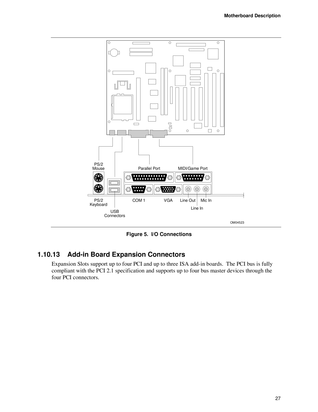 Intel TE430VX manual Add-in Board Expansion Connectors, O Connections 