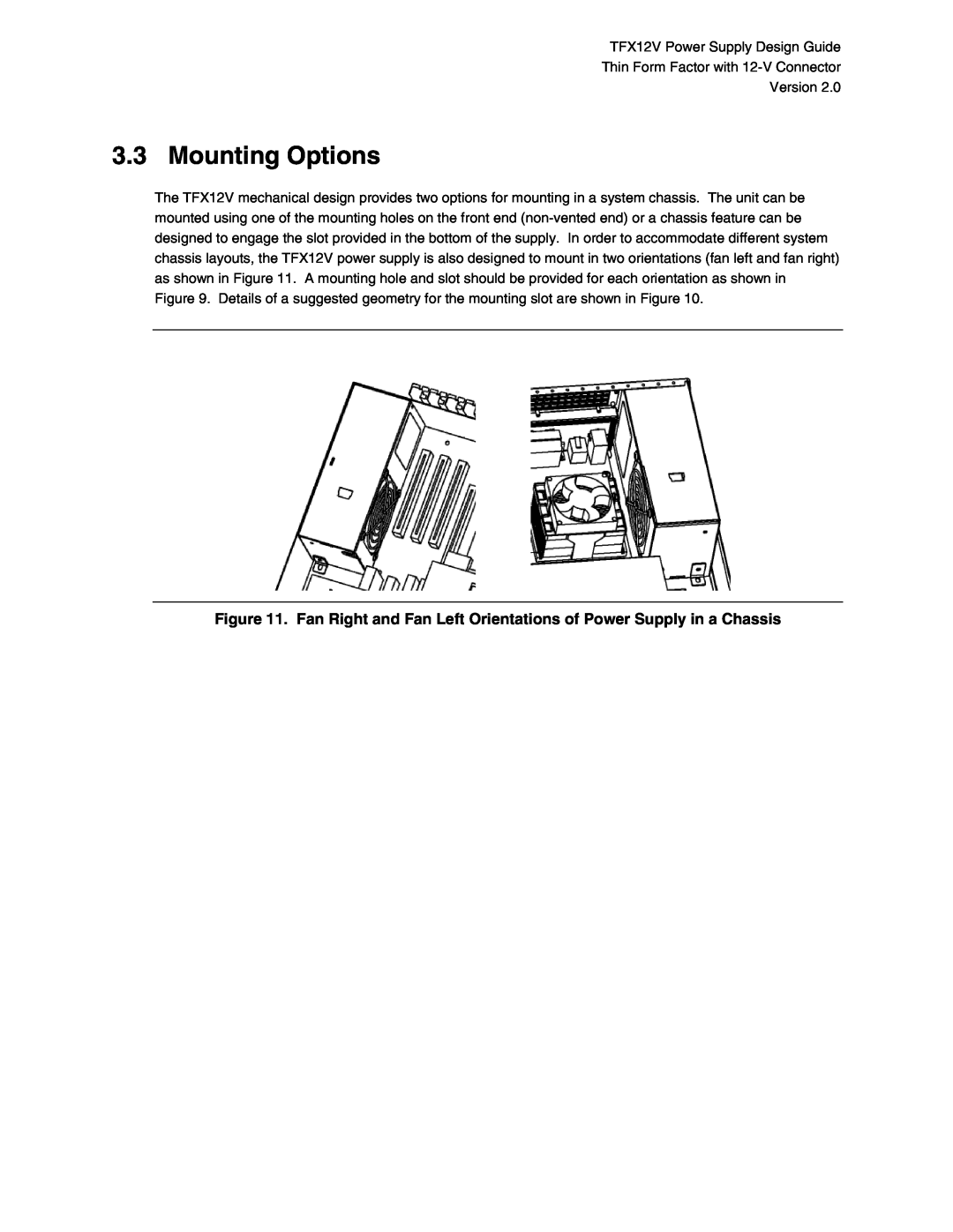 Intel TFX12V manual Mounting Options 