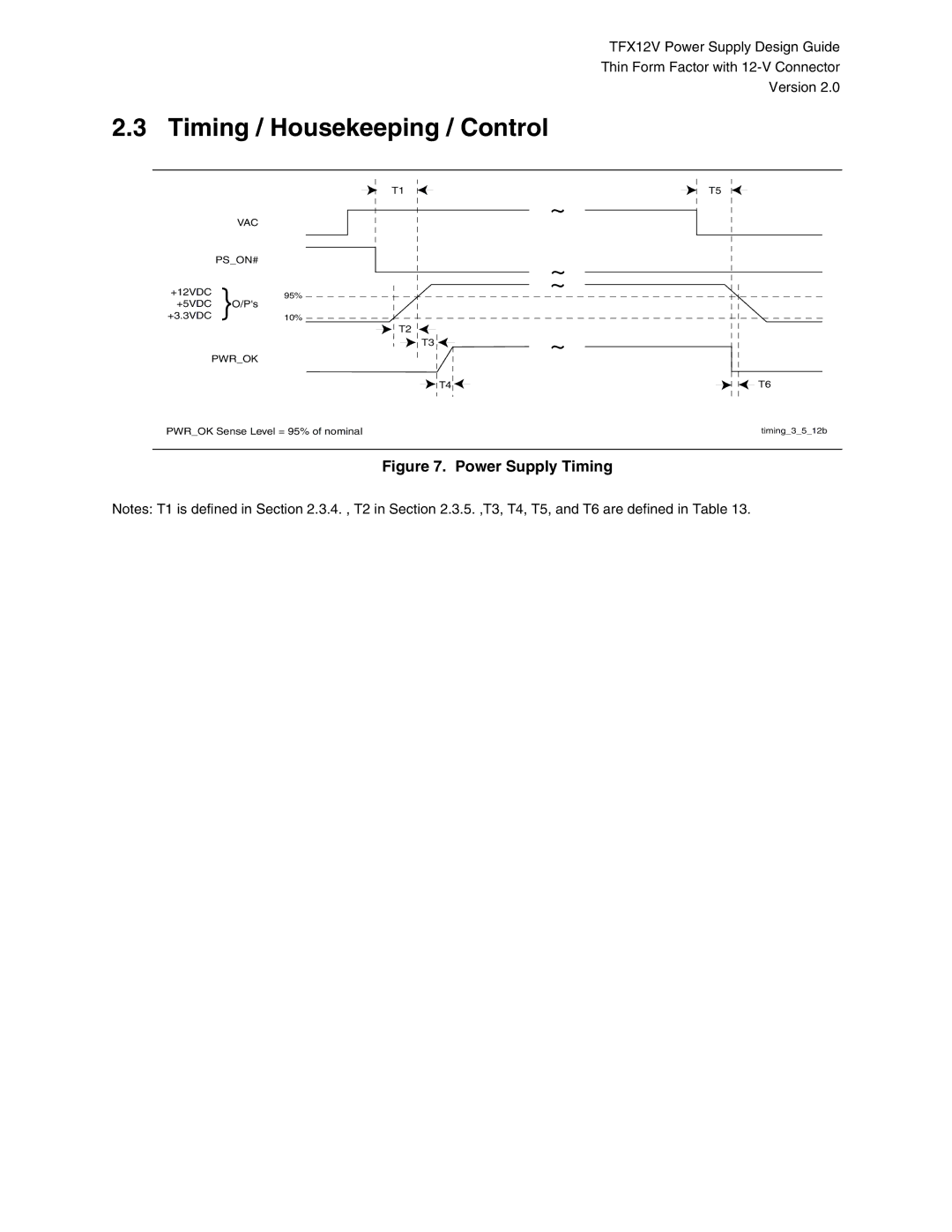 Intel TFX12V manual Timing / Housekeeping / Control, Power Supply Timing 