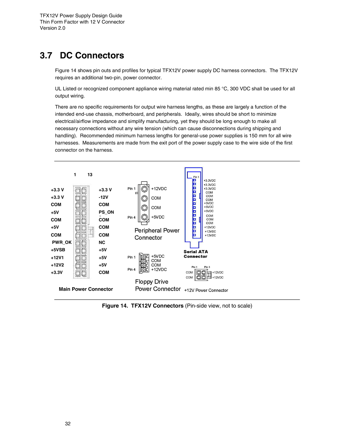 Intel manual DC Connectors, TFX12V Connectors Pin-side view, not to scale 