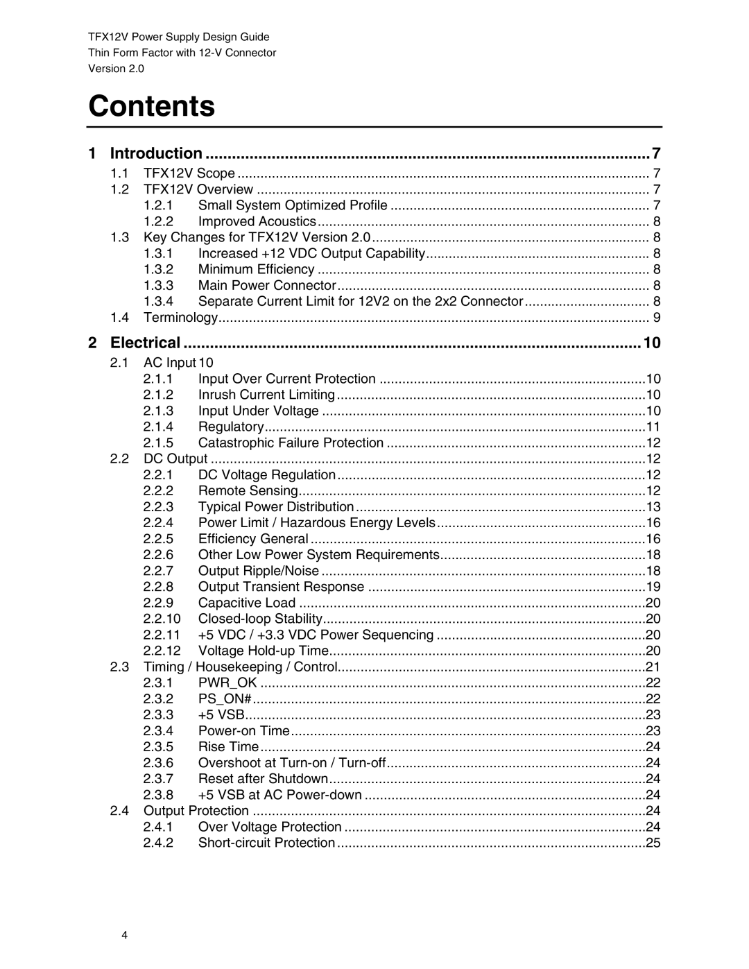 Intel TFX12V manual Contents 