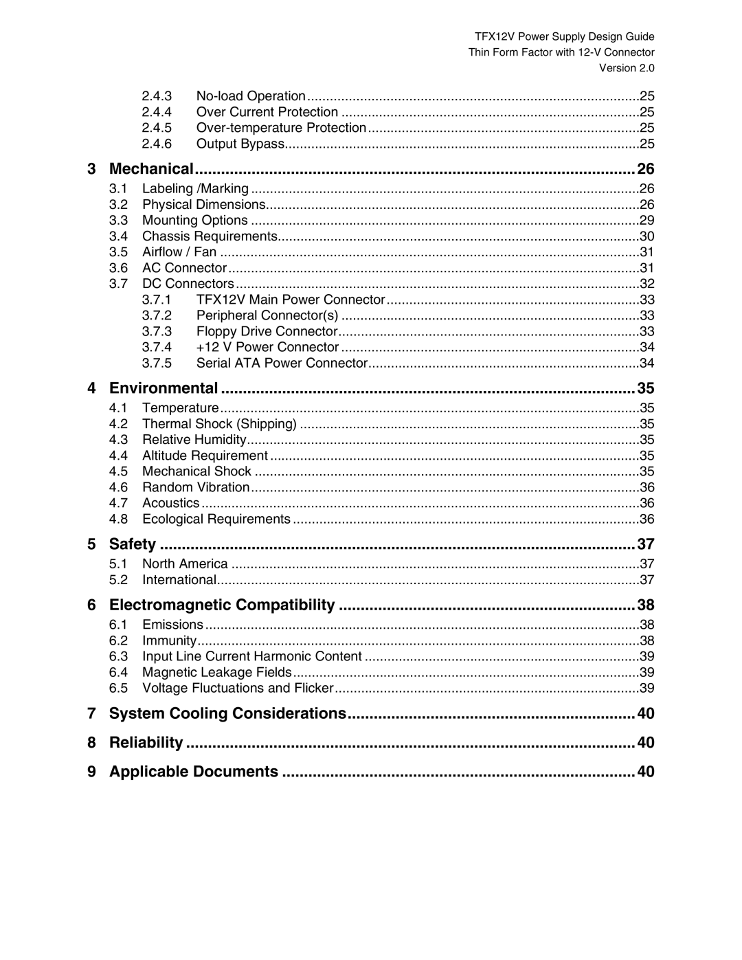 Intel TFX12V manual Mechanical 