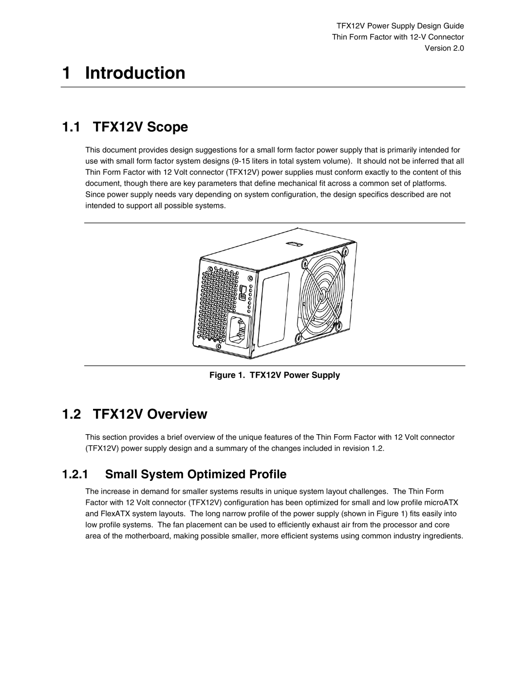 Intel manual Introduction, TFX12V Scope, TFX12V Overview, Small System Optimized Profile 