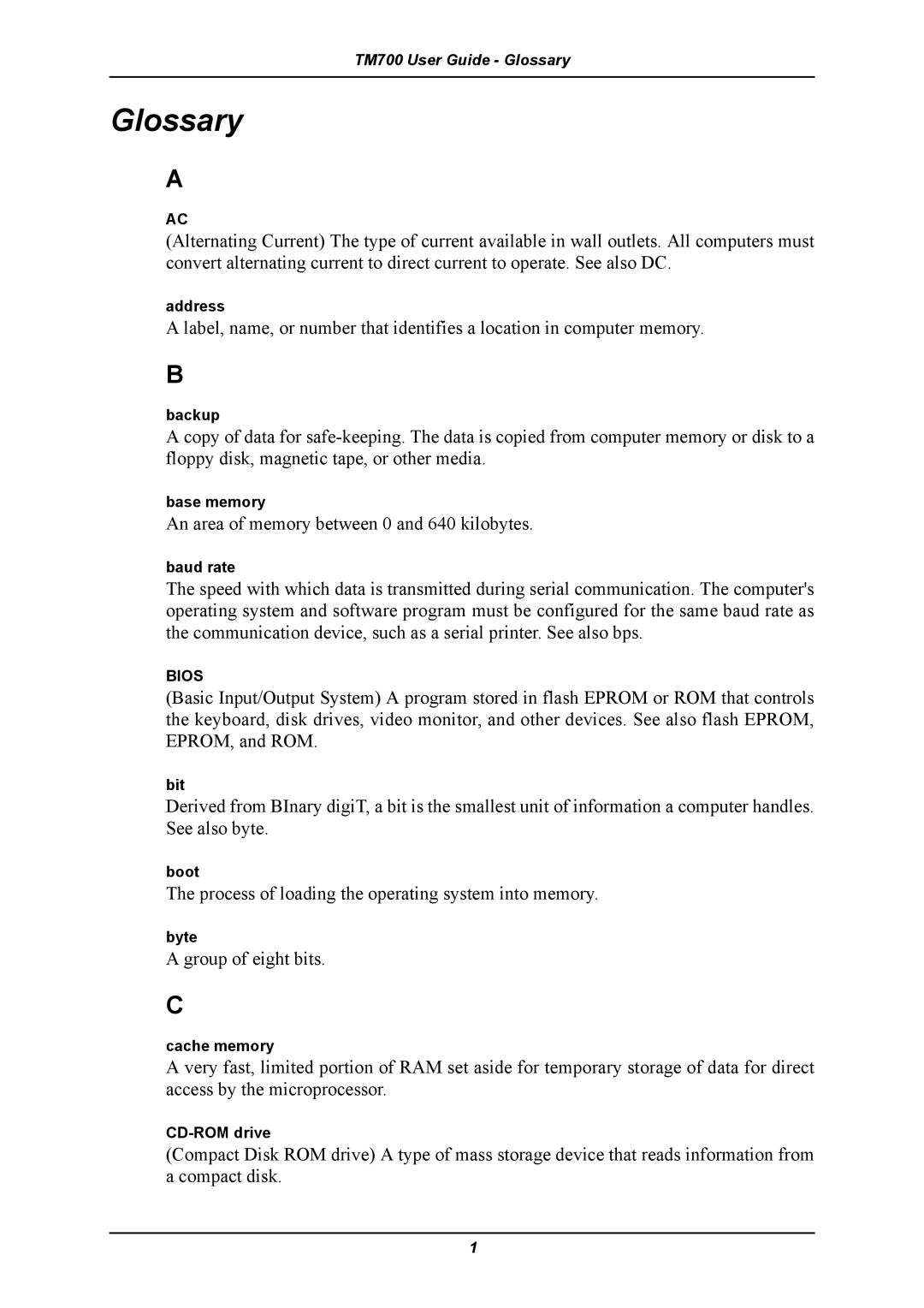 Intel TM700 manual Glossary 