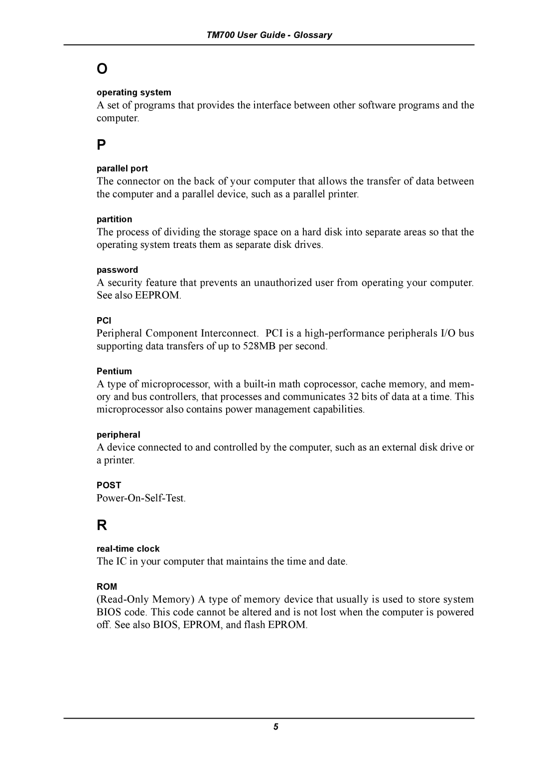 Intel TM700 manual Power-On-Self-Test 