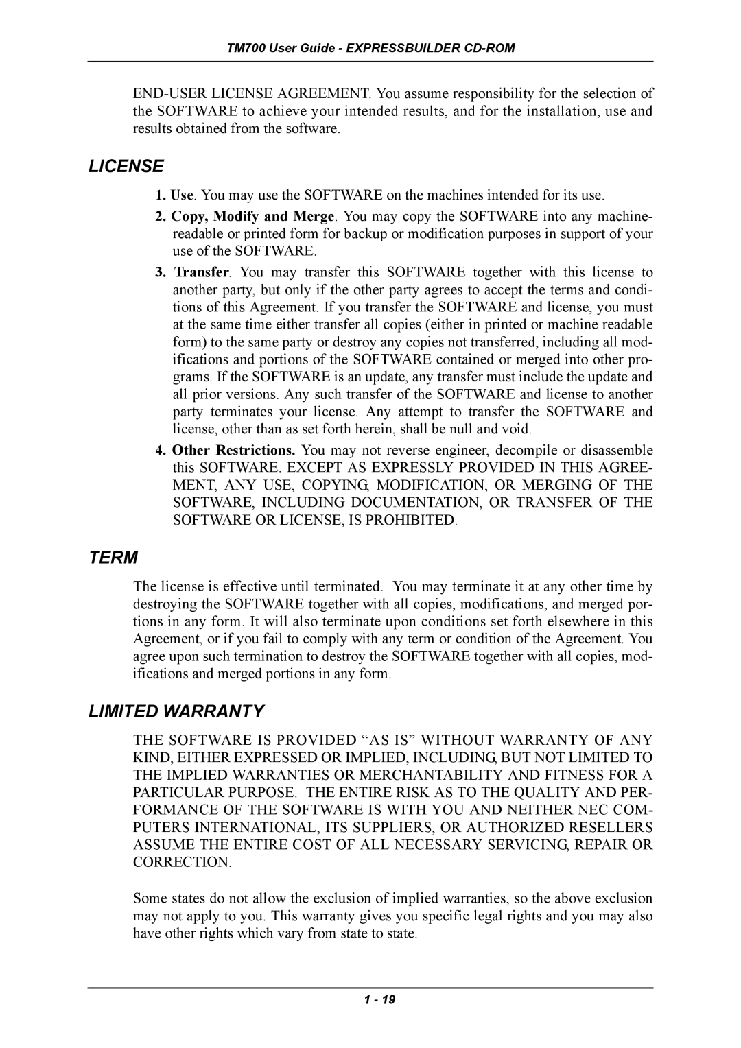 Intel TM700 manual License 