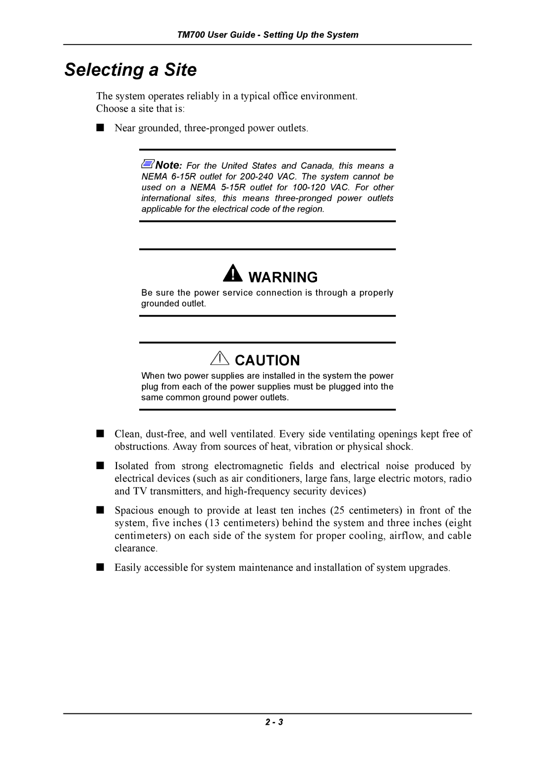 Intel TM700 manual Selecting a Site 