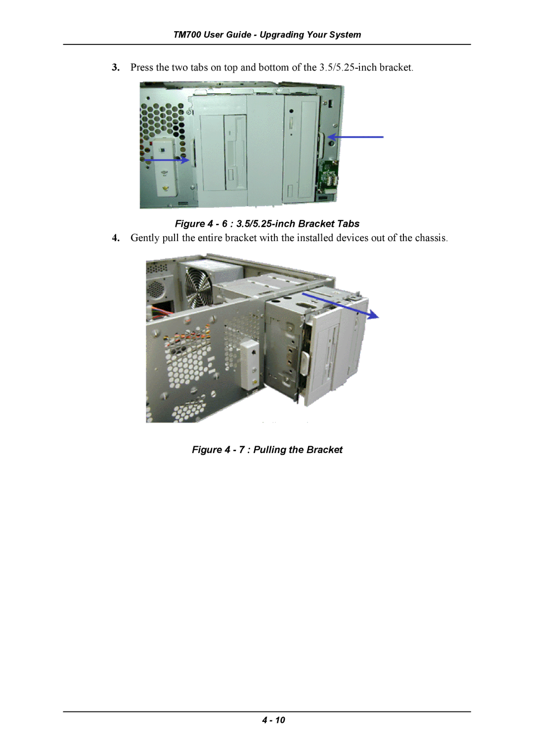 Intel TM700 manual 3.5/5.25-inch Bracket Tabs 