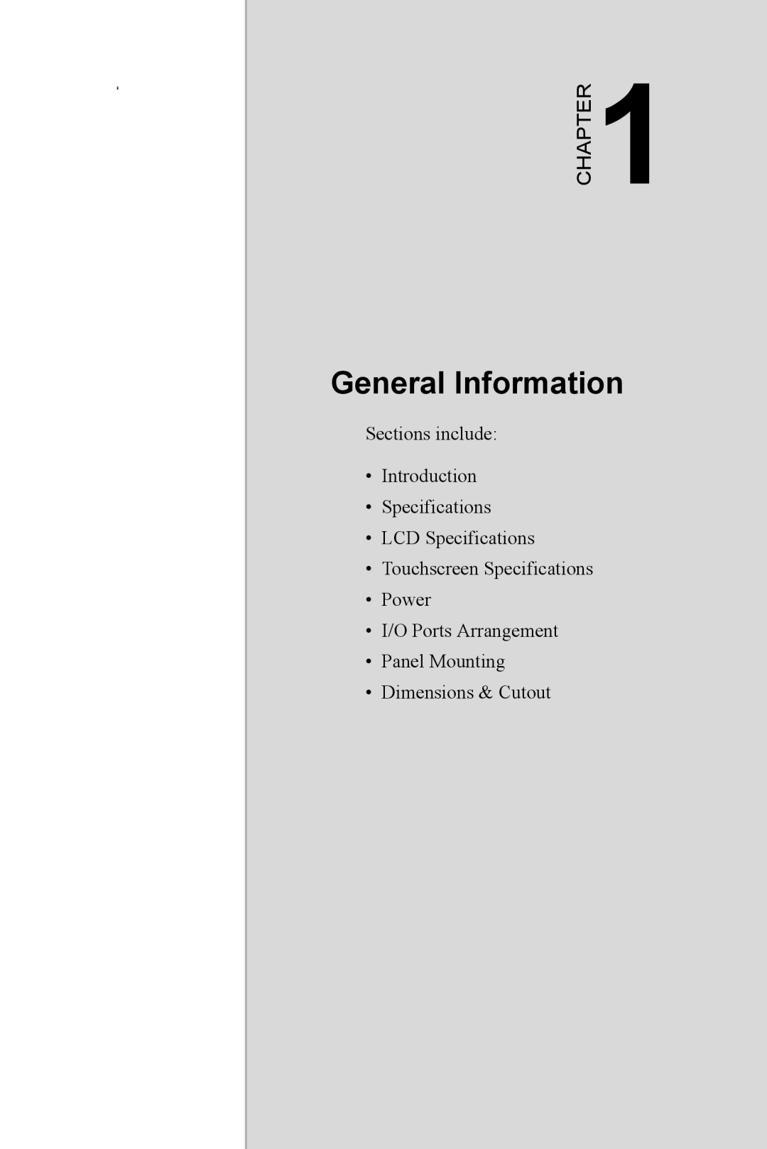Intel TPC-1070 user manual General Information, Chapter 