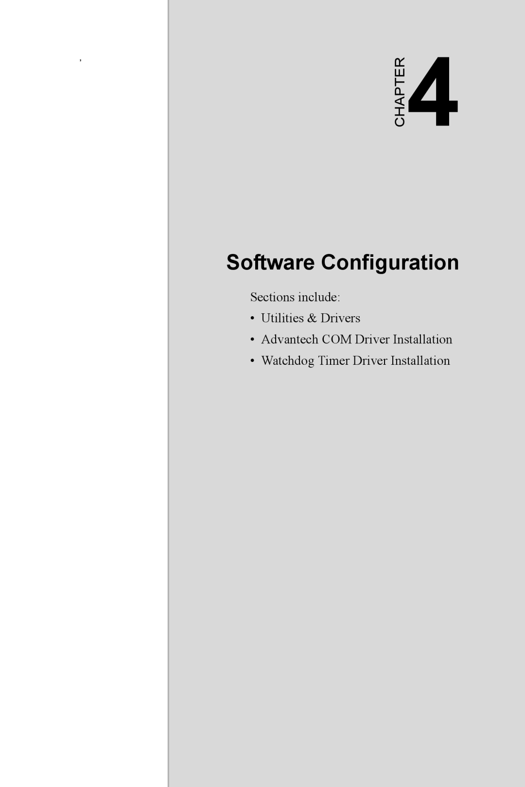 Intel TPC-1070 user manual Software Configuration, Chapter, Sections include Utilities & Drivers 