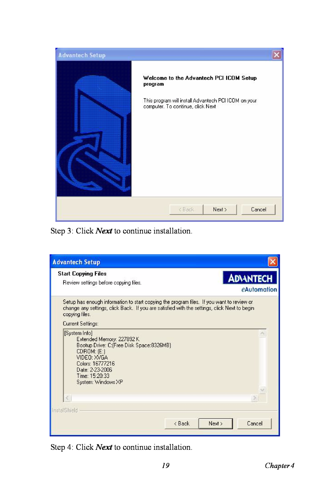 Intel TPC-1070 user manual Click Next to continue installation 