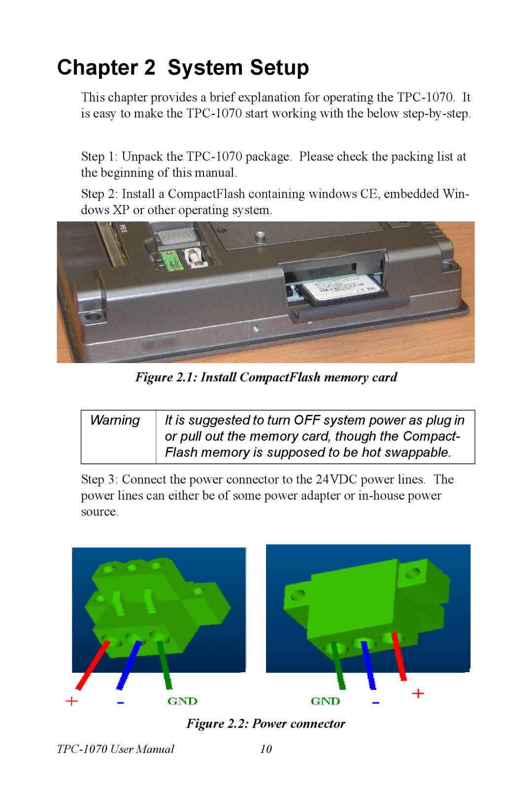 Intel TPC-1070 user manual Install CompactFlash memory card 