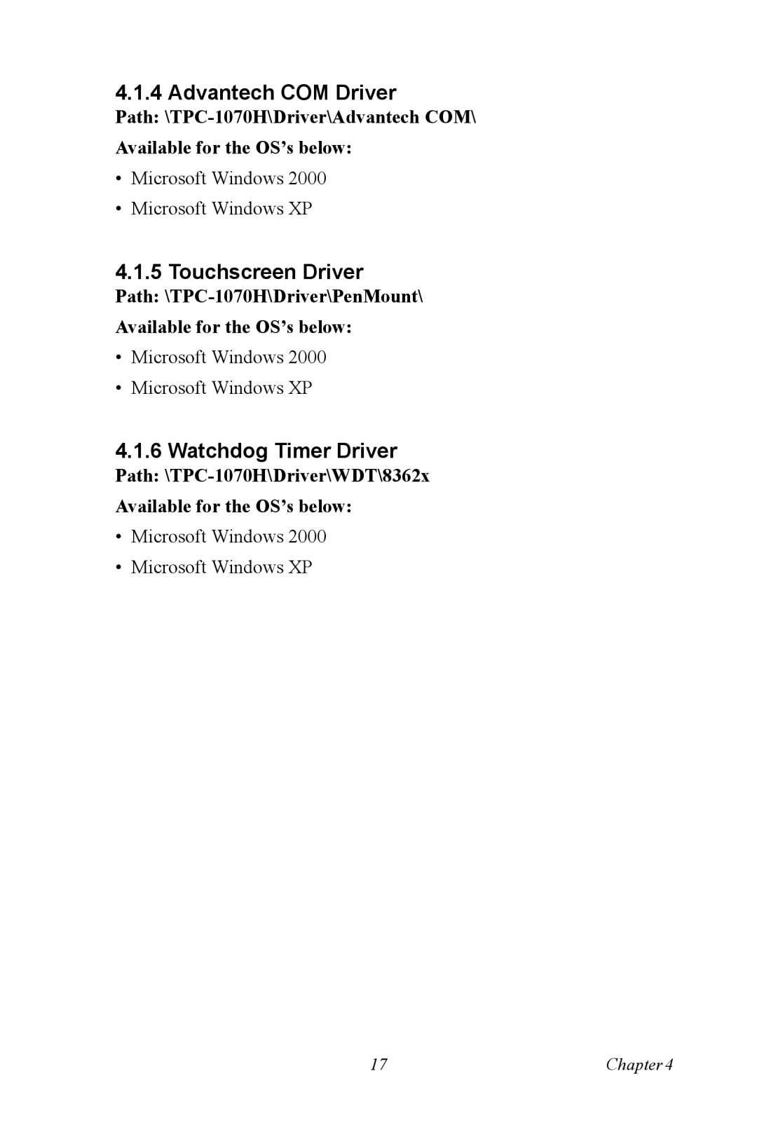 Intel TPC-1070 user manual Advantech COM Driver 