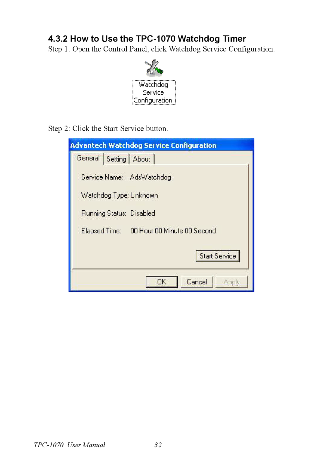 Intel user manual How to Use the TPC-1070 Watchdog Timer 