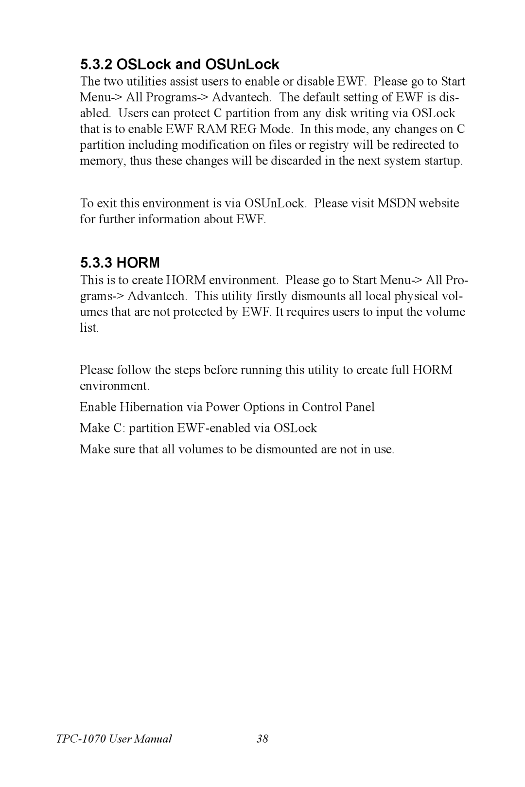 Intel TPC-1070 user manual OSLock and OSUnLock 