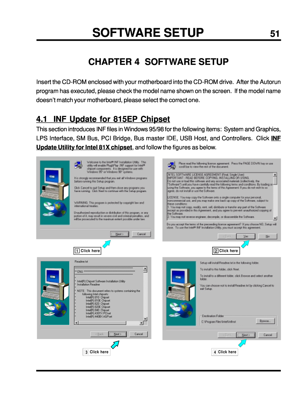 Intel TS-ASP3 user manual Software Setup, INF Update for 815EP Chipset 