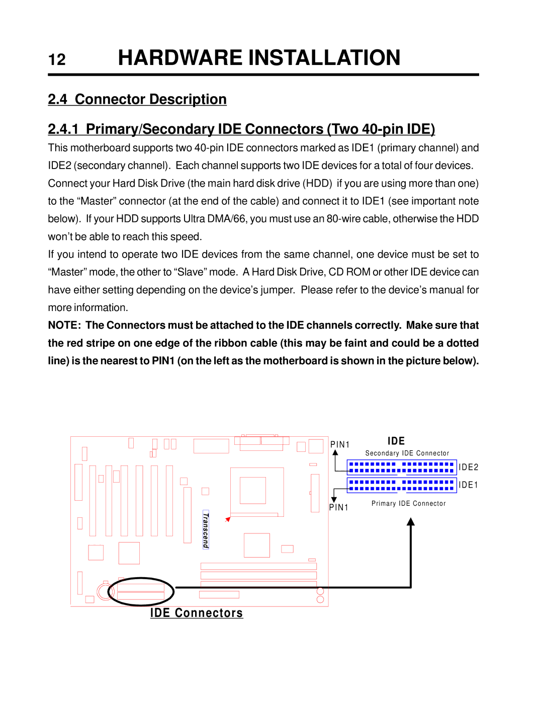 Intel TS-ASP3 user manual IDE Connectors 