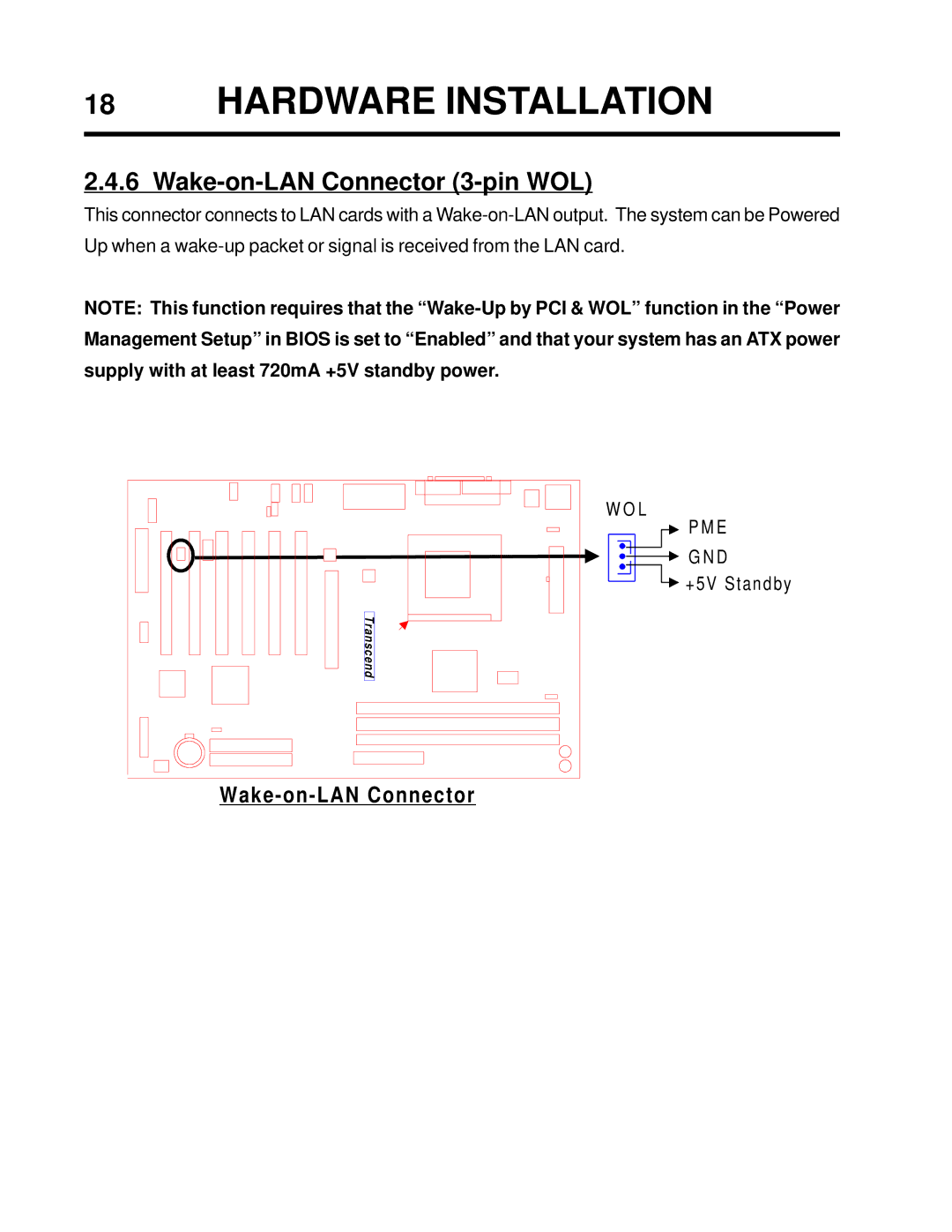 Intel TS-ASP3 user manual Wake-on-LAN Connector 3-pin WOL 