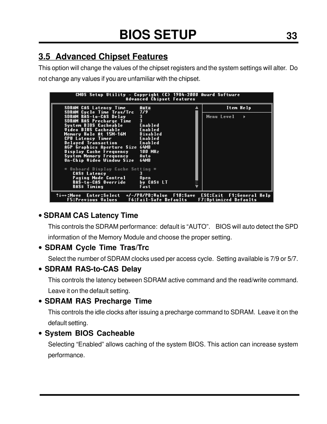 Intel TS-ASP3 user manual Advanced Chipset Features 