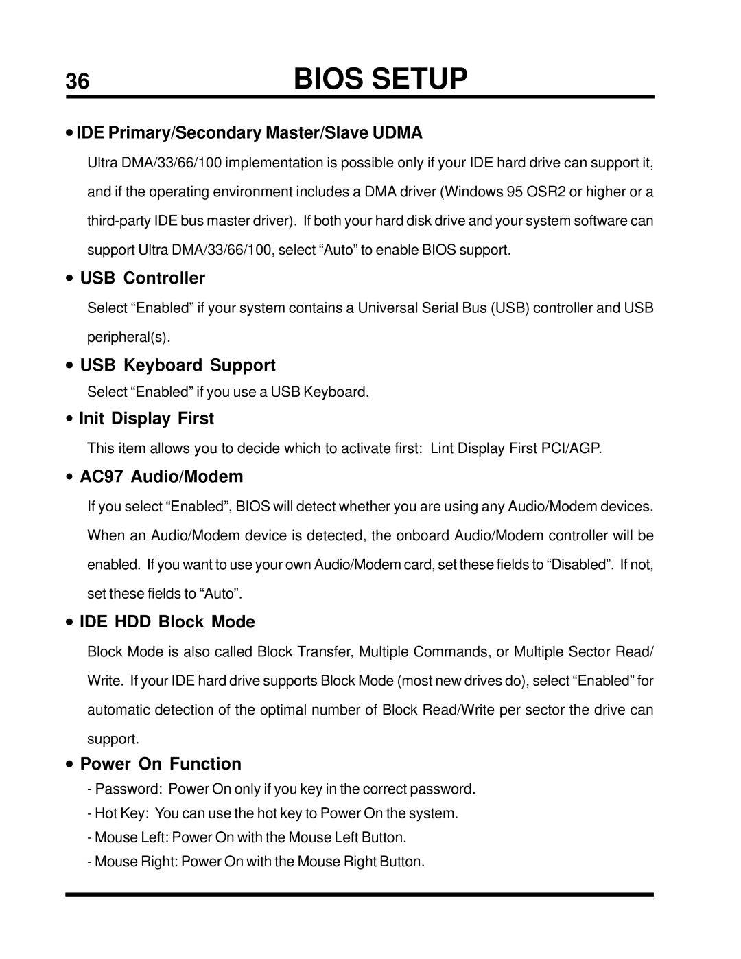 Intel TS-ASP3 user manual IDE Primary/Secondary Master/Slave Udma, USB Controller, USB Keyboard Support, Init Display First 