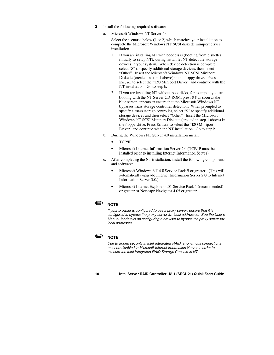 Intel U2-1 quick start Tcp/Ip 