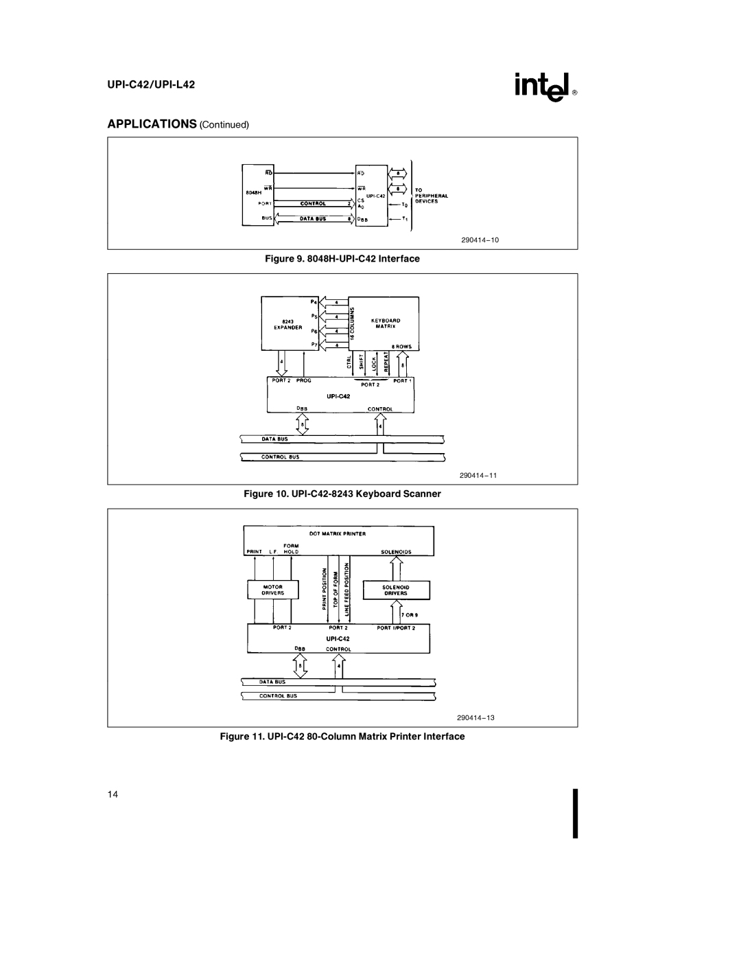 Intel UPI-L42 specifications UPI-C42-8243 Keyboard Scanner, UPI-C42 80-Column Matrix Printer Interface 