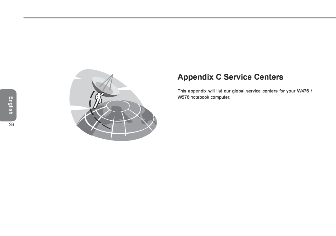 Intel W476, W576 user manual Appendix C Service Centers, English 