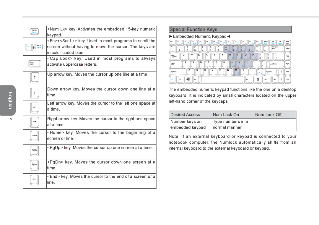 Intel W476, W576 user manual Special Function Keys 