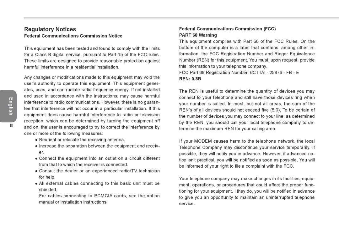 Intel W576, W476 user manual Regulatory Notices, Federal Communications Commission Notice 