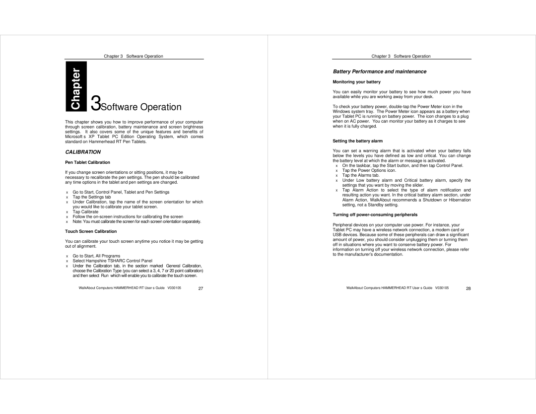 Intel WalkAbout Computer manual Battery Performance and maintenance 