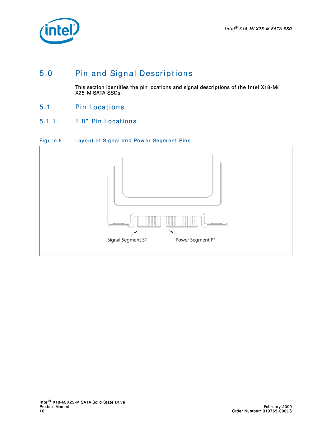 Intel X18-M 5.0Pin and Signal Descriptions, 5.1Pin Locations, 5.1.11.8” Pin Locations, Signal Segment S1, Power Segment P1 