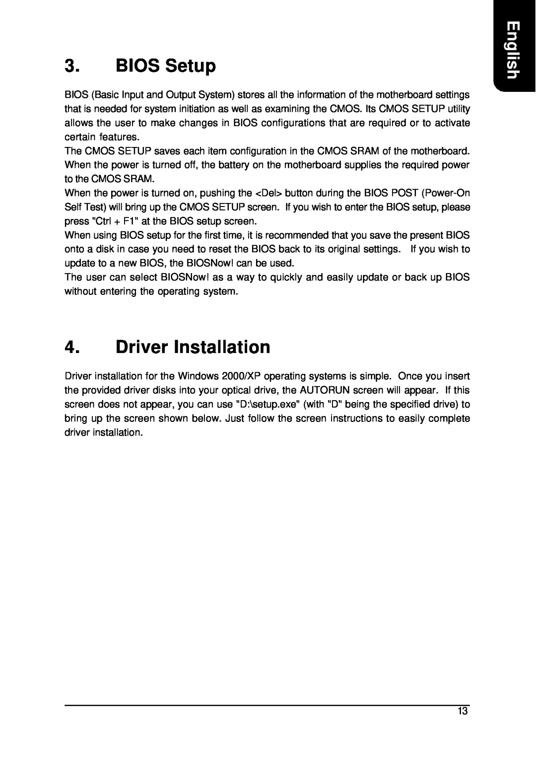 Intel XP-M5S661GX user manual BIOS Setup, Driver Installation, English 