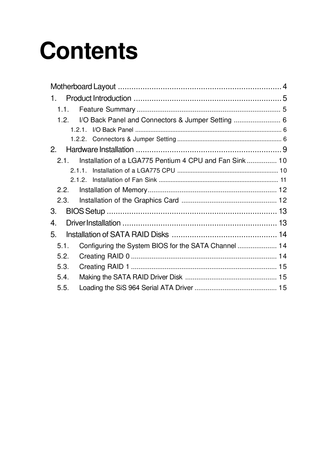 Intel XP-M5S661GX user manual Contents 