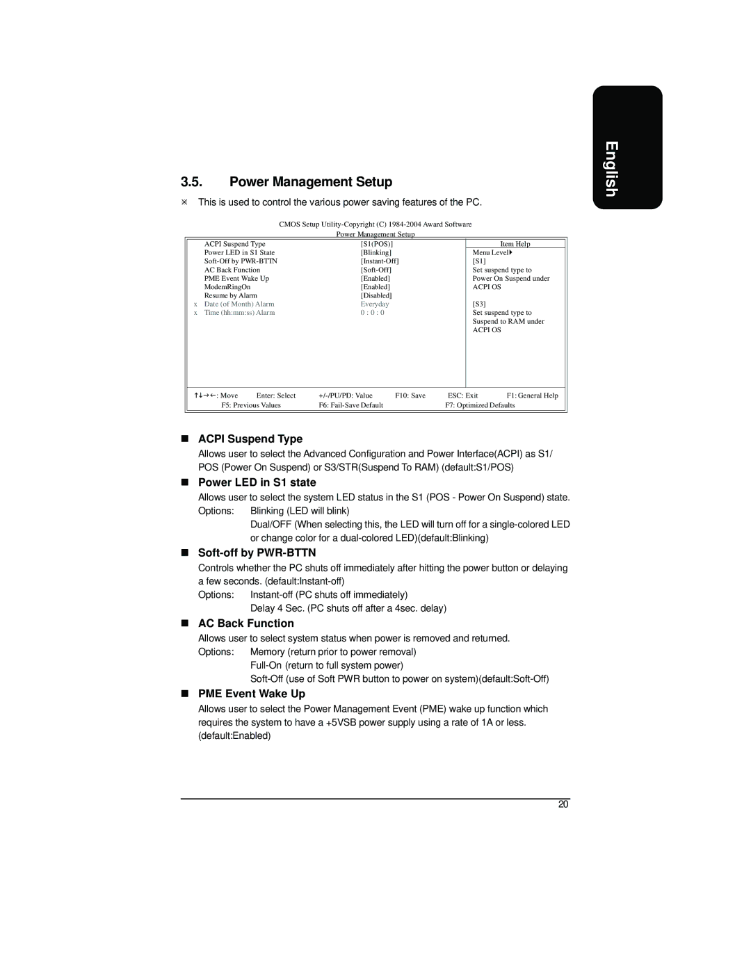 Intel XP-P41533E user manual Power Management Setup 